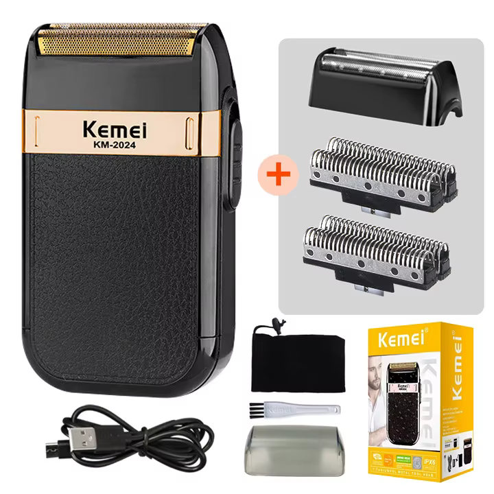 Kemei KM-2024 rasoir électrique pour hommes double lame alternative sans fil