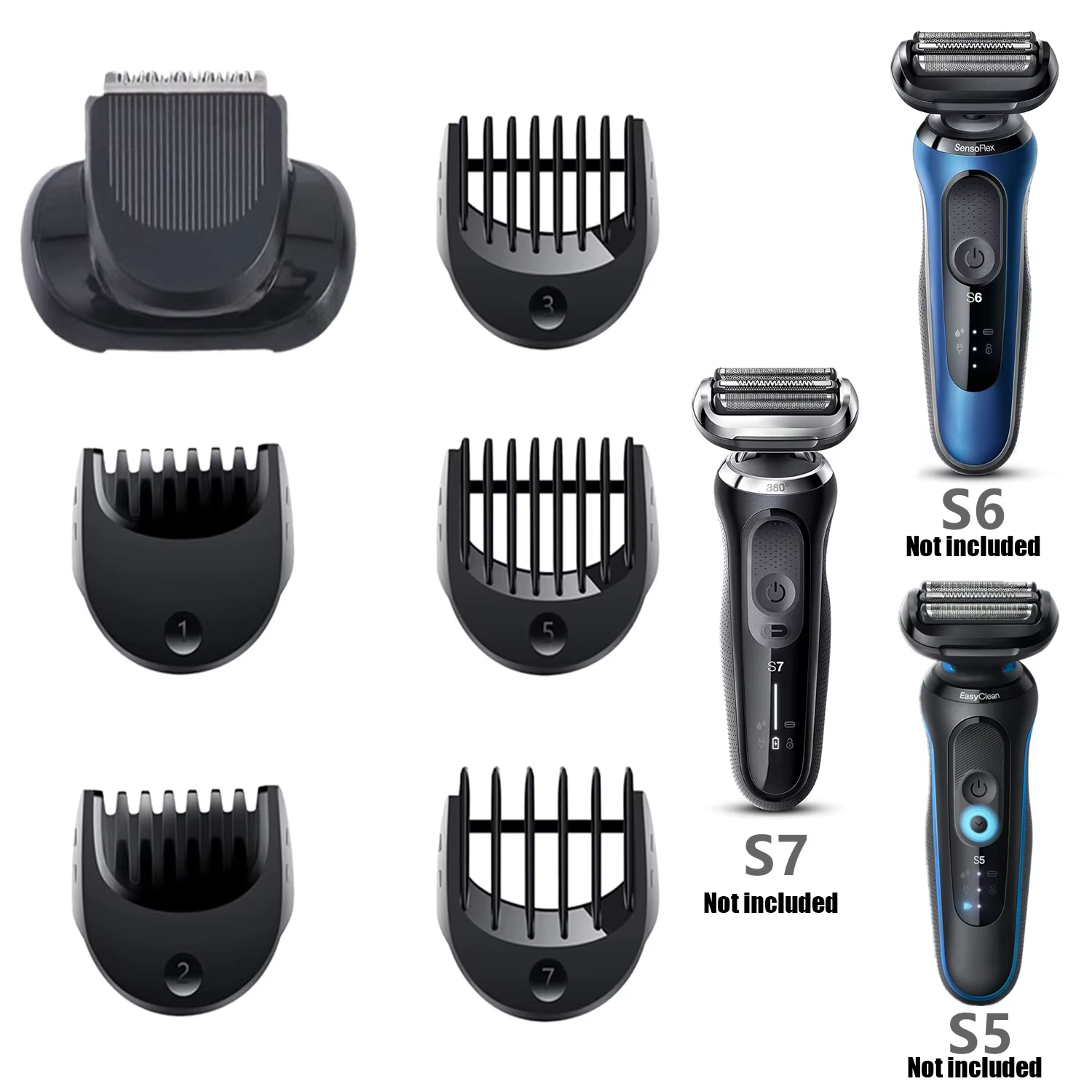 Accessoire de tondeuse à barbe compatible avec les peignes de guidage Braun Series 5, 6 et 7 pour 5120s/5150cs/5049cs/6177cc/6120s/7171cc/5118s/6172cc