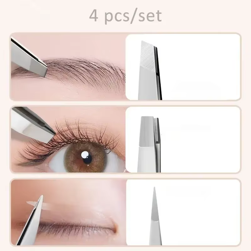 Ouriner – ensemble de pincettes à sourcils en acier inoxydable