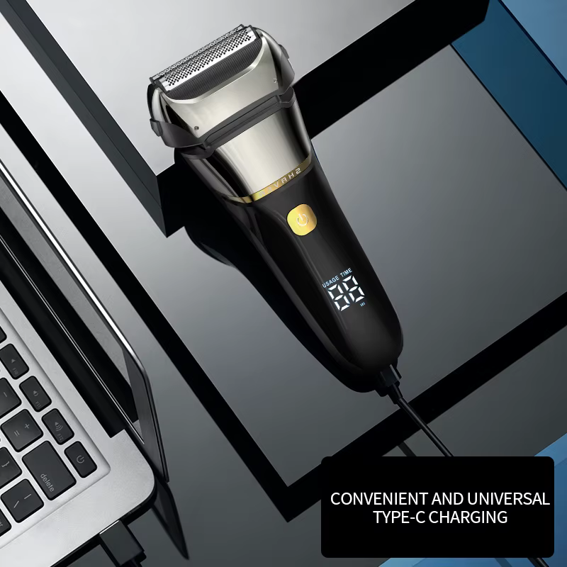 Rasoir électrique 4D pour hommes, Rechargeable, pour barbier, USB type-c, étanche, HT-909