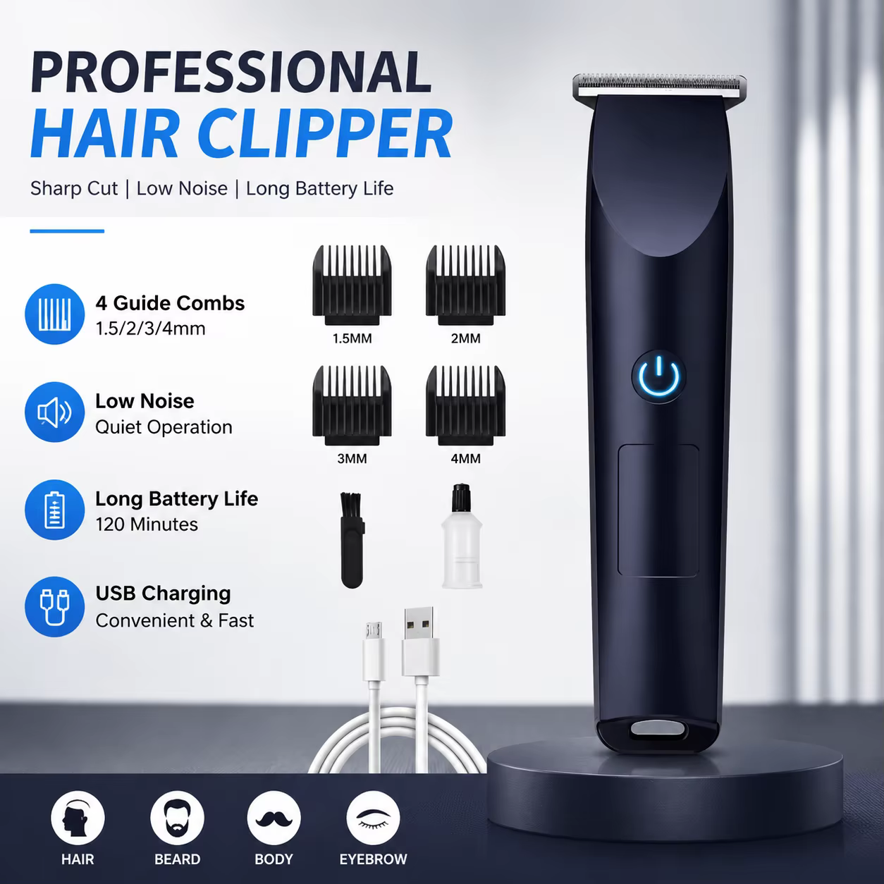 Tondeuse à cheveux électrique professionnelle pour hommes