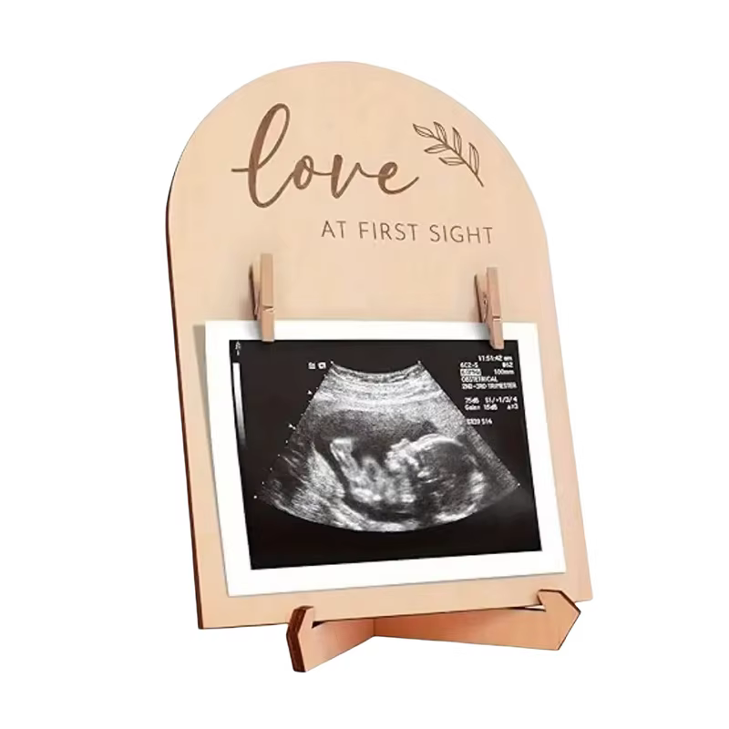 1 ensemble de cadres photo en bois pour l'annonce de la grossesse ou de la naissance d'un bébé, avec échographie.