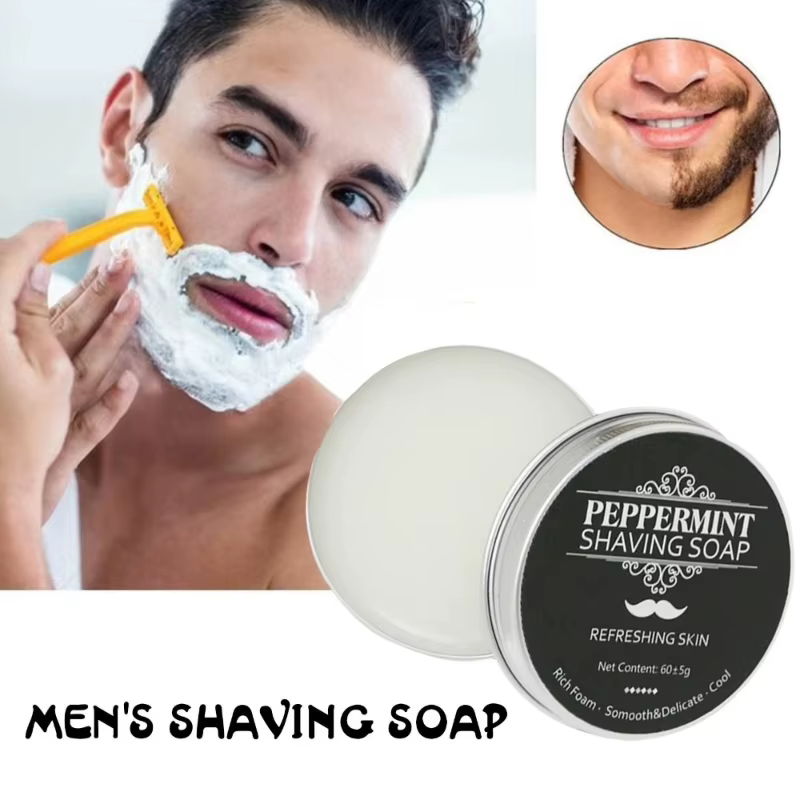 Crème à raser douce et hydratante pour la barbe, baume à la menthe poivrée lissant, savon et lotion en vrac pour salon de coiffure, crème à raser pour hommes