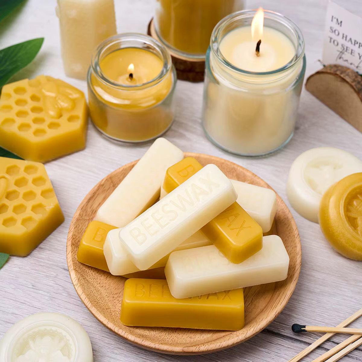 Blocs de cire d'abeille pure jaune et blanche, matériau de cirage de haute qualité pour la fabrication artisanale de bougies d'aromathérapie, 1 pièce/5 pièces