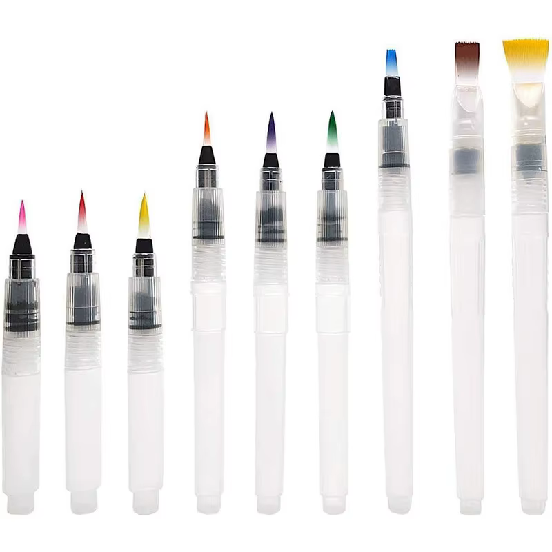 Stylos à pinceaux pour aquarelle, fonction de stockage d'eau, pinceaux de peinture pour aquarelle, fournitures artisanales d'art, accessoires d'artiste, 3/7 pièces