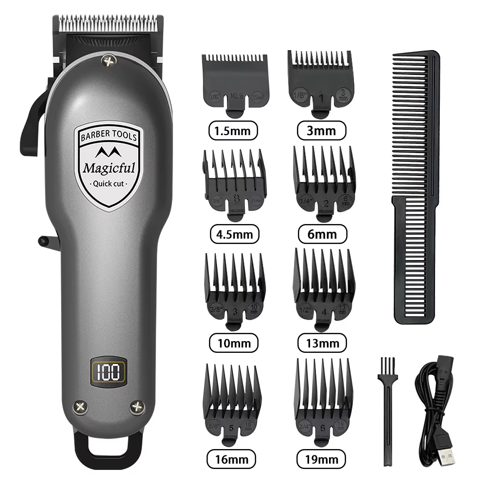 Magicful mode finition professionnelle tondeuse à cheveux pour hommes Rechargeable Li-ion batterie rasage réglable
