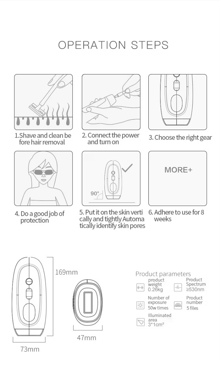 Épilateur laser IPL portable 999999 Flashes - Épilation indolore et permanente pour le corps et la ligne bikini des