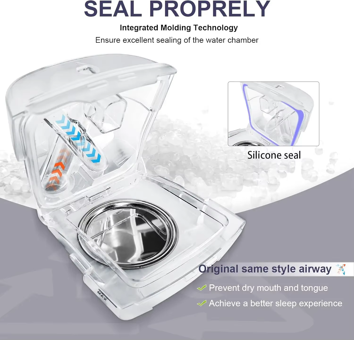 Adaptateur de chambre à eau pour ventilateurs ResMed AirSense 11 et AirCurve 11, un dispositif d'assistance respiratoire.