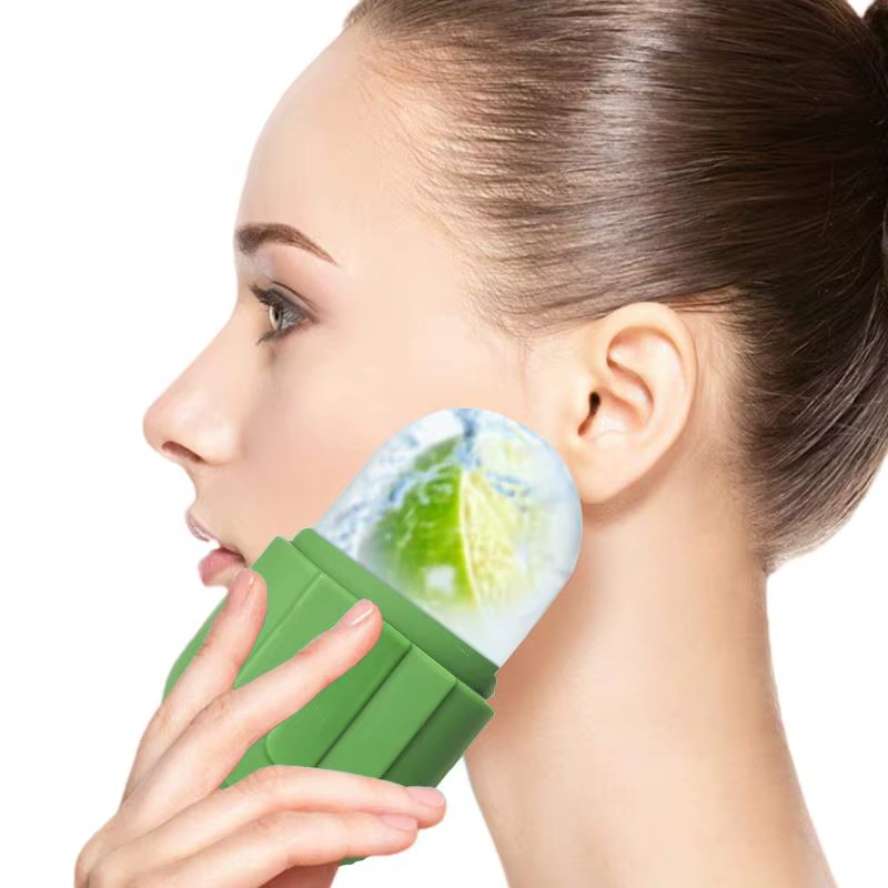 Rouleau de glace à compresse froide pour le visage et les yeux, Massage de beauté, moule à glace en Silicone, outil de soins de la peau du visage rafraîchissant et raffermissant