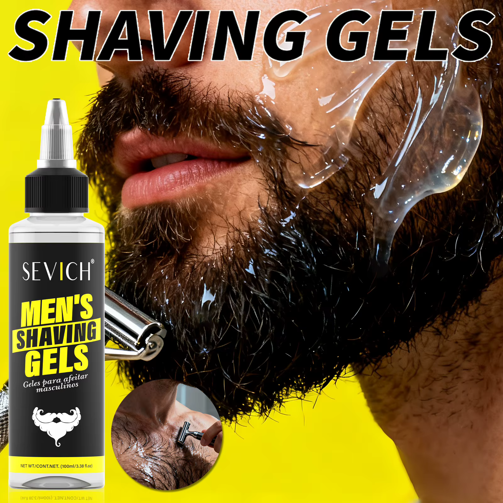 Hommes Gel à raser 100ml Non irritant adoucir favoris barbe crème