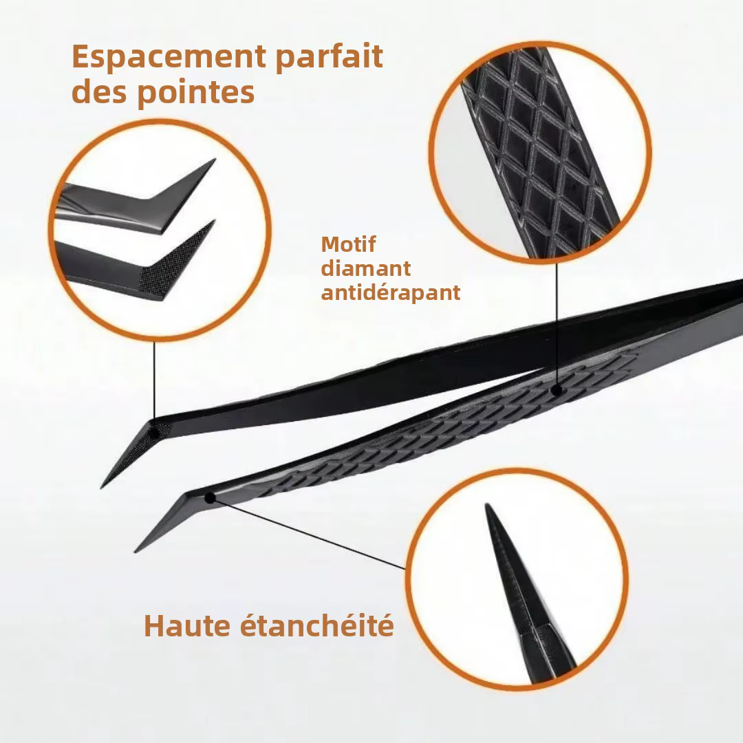 3 pièces ensemble pince à cils professionnelle titane tête incurvée faux
