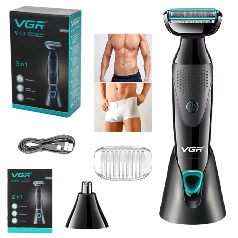 VGR nouveau rasoir multifonctionnel 2 en 1 rétro pour hommes IPX4 lavage nez