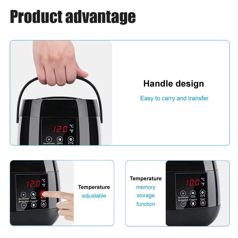 Ensemble de chauffe-cire 500ML pour épilation du corps unisexe/couleur noir et blanc écran d'affichage électrique chauffe-cire/200g de haricots