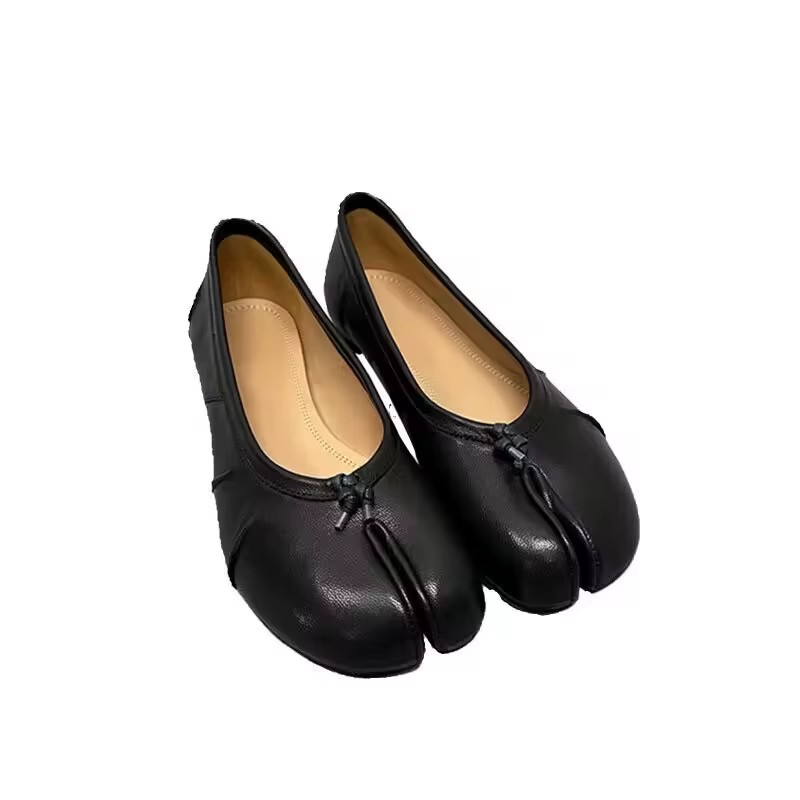 Chaussures Tabi en cuir PU pour femmes, chaussures plates faites à la main, mules fendues, design de luxe, haute qualité, mode chaude
