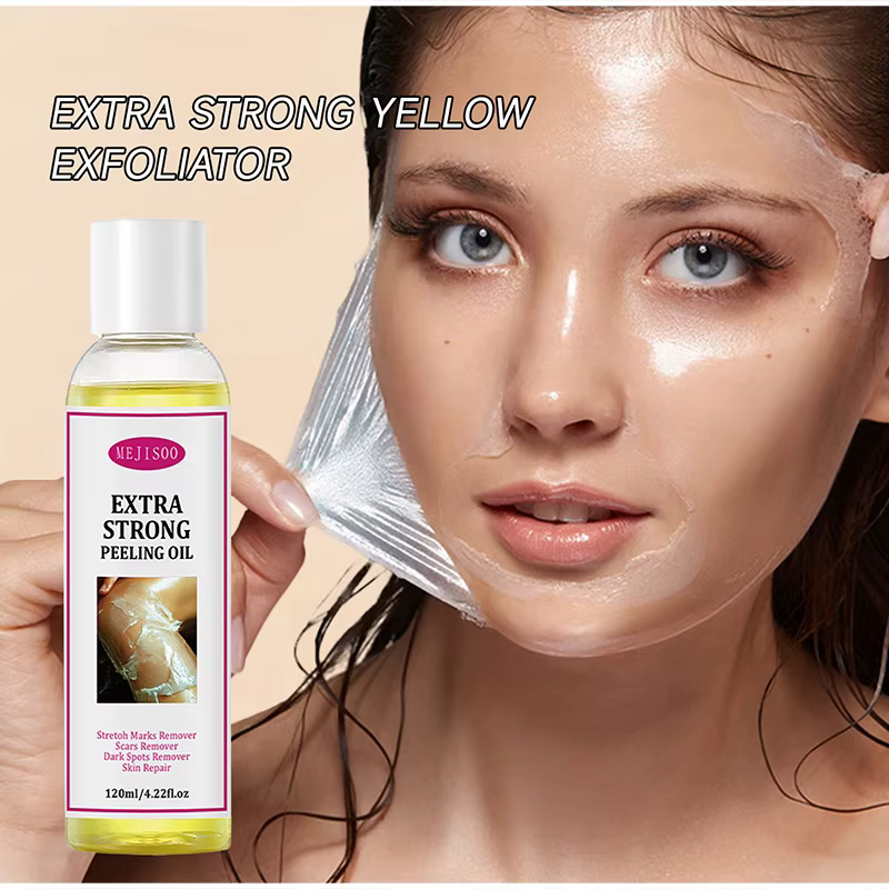 Huile exfoliante jaune, nettoyage doux, élimination des peaux mortes, sérum exfoliant pour le corps, hydratant, peau lisse et douce