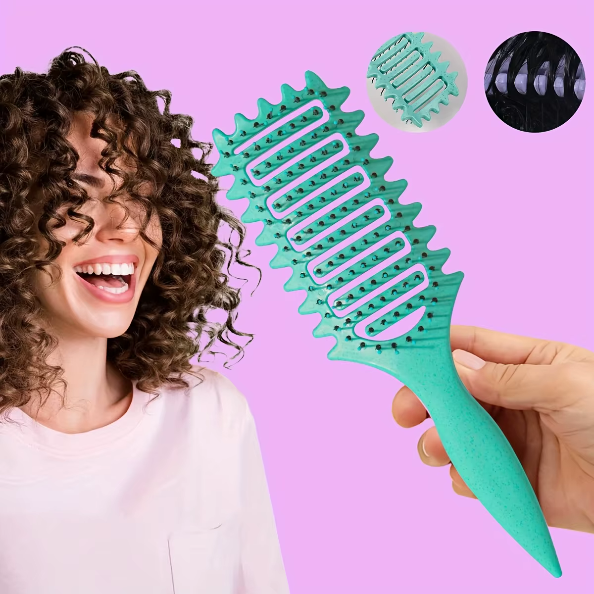 Brosse Coiffante Définition de Boucles, Brosse Démêlante Creuse pour Cheveux Bouclés Humides, Peigne à Boucles, Outils de Coiffure Professionnels