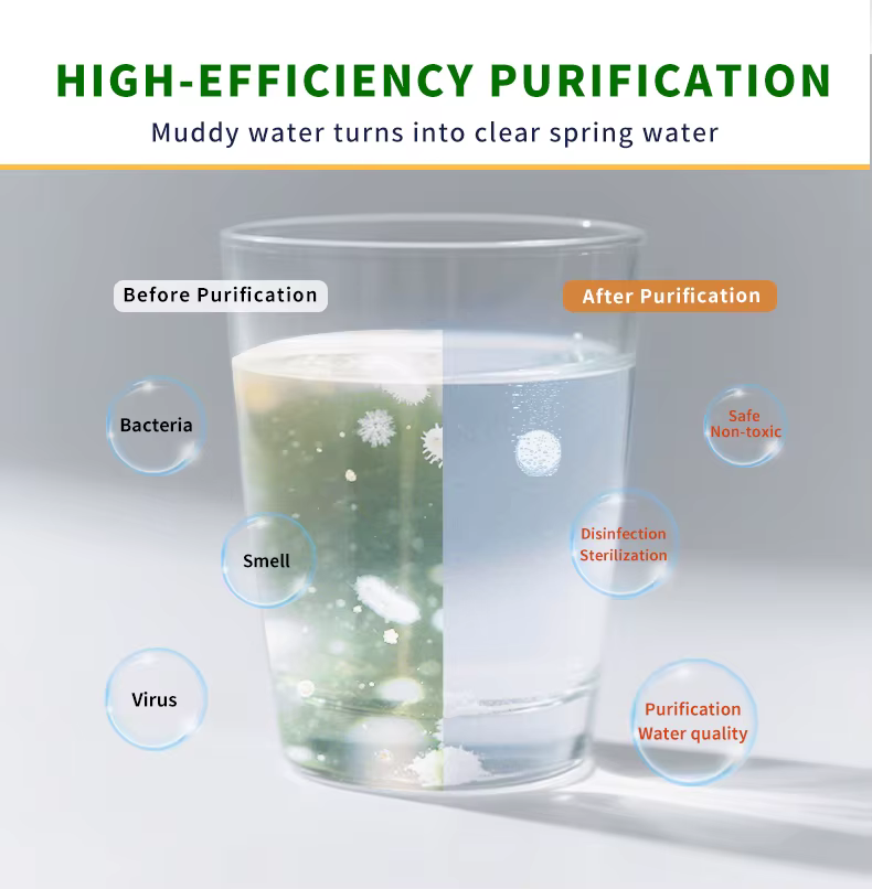 2 bouteilles de comprimés de purification d'eau (500 comprimés/bouteille) - 2L d'eau par comprimé, pour flux extérieurs et eau courante