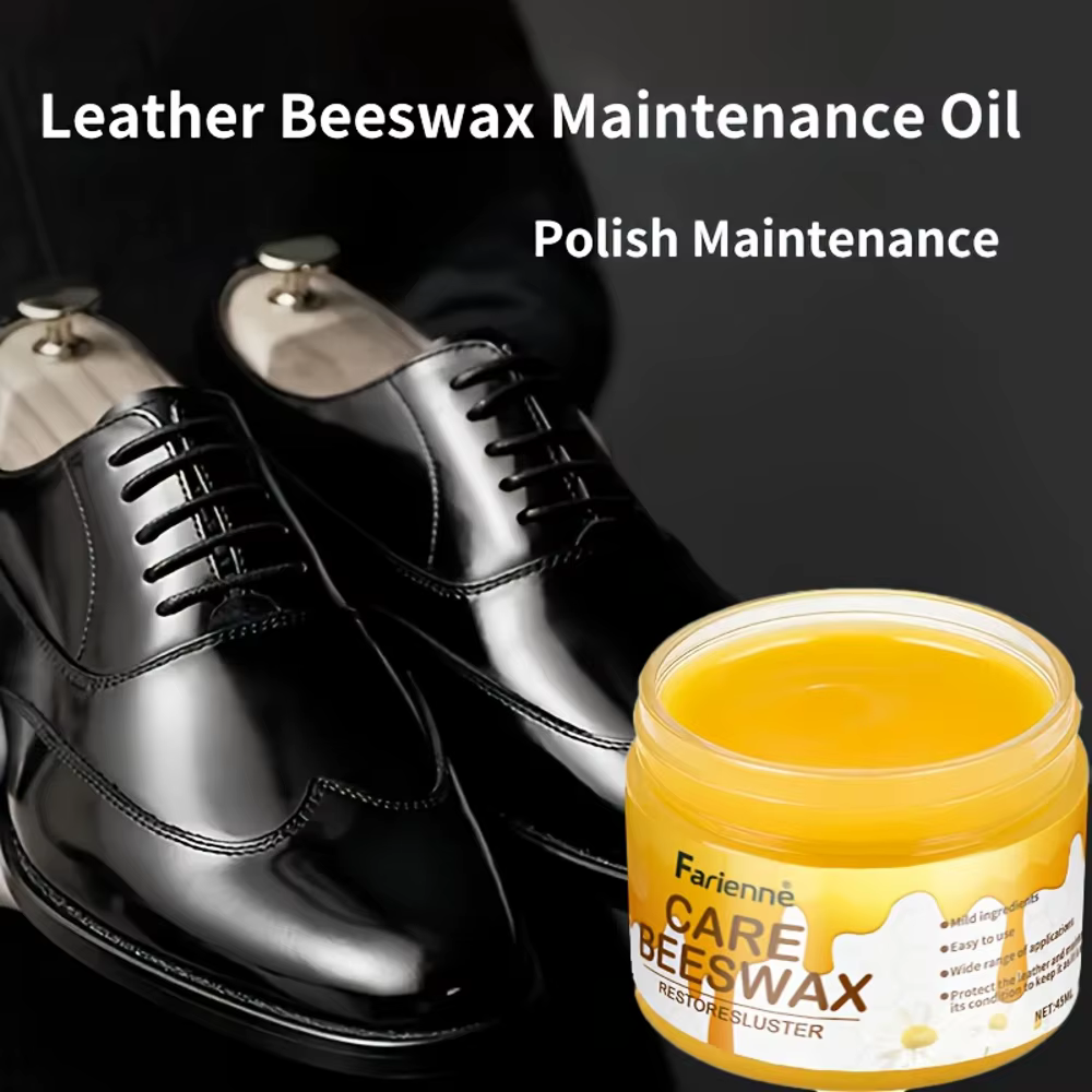 Kit d'entretien des chaussures – Convient pour le polissage et l'entretien des surfaces du cuir artificiel, cire d'abeille d'entretien de qualité supérieure pour différentes couleurs