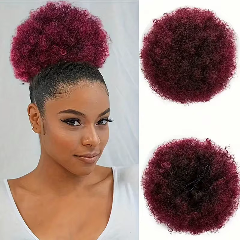 Afro cheveux bouclés Chignons Updo Chignon cordon queue de cheval femmes court crépus bouclés Chignon Extensions de queue de cheval synthétique Afro queue de cheval