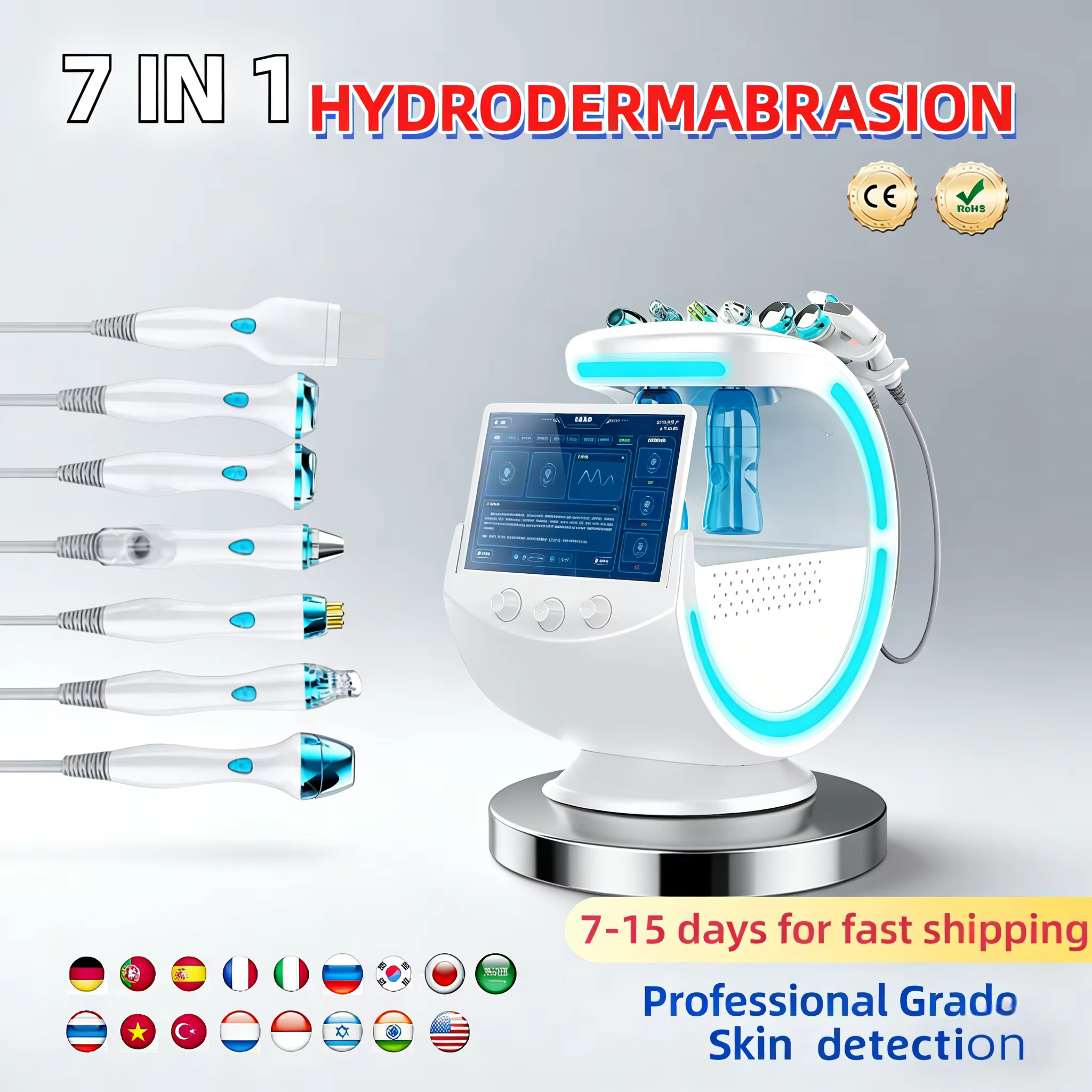 Appareil de soin du visage intelligent Hydrofacial 7 en 1 professionnel portable