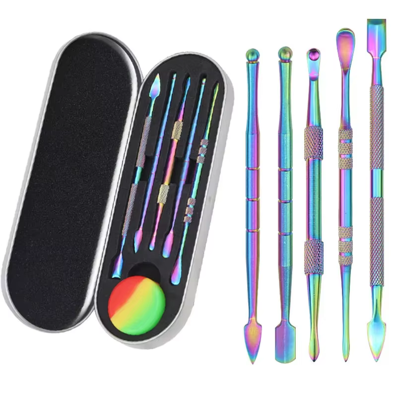 WEPUFF cuillère à cire d'huile en acier inoxydable accessoires de cigarettes Double face en acier inoxydable poussoir à cuticules coupe-cuticules peau morte