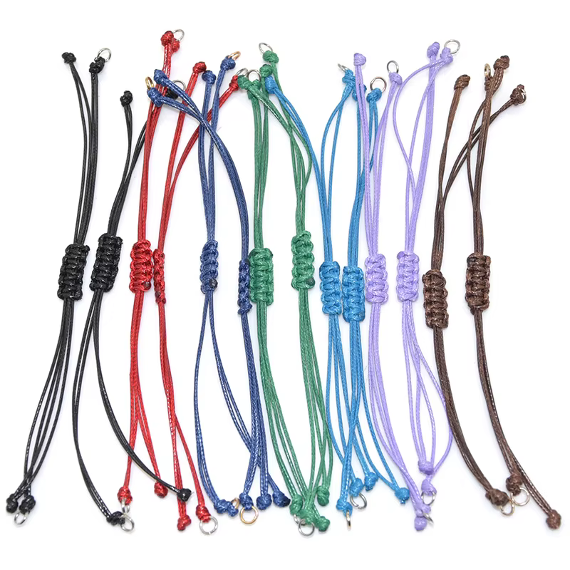 Bracelet tressé fait à la main, 10 pièces, cordon ciré réglable, chaîne pendentif pour bricolage, accessoires de Bracelet faits à la main, bijoux