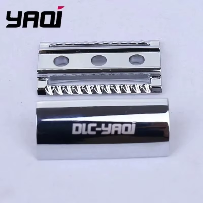 Tête de rasoir de sécurité à double tranchant festonnée couleur chrome YAQI 2026 pour accessoires de rasage masculin