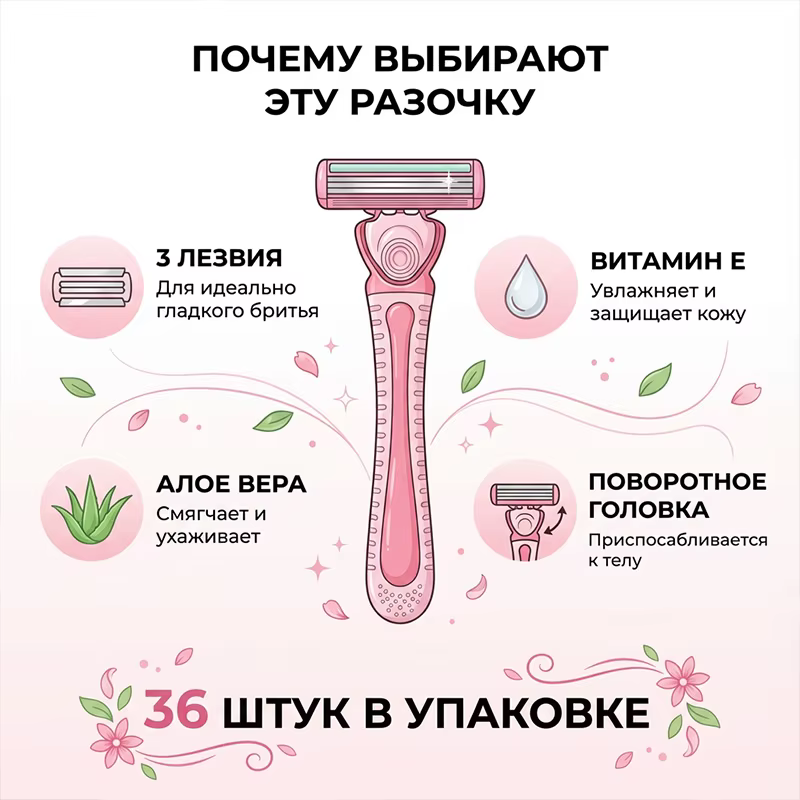 Rasoir Femme 3 Lames avec Vitamine E & Aloe Vera