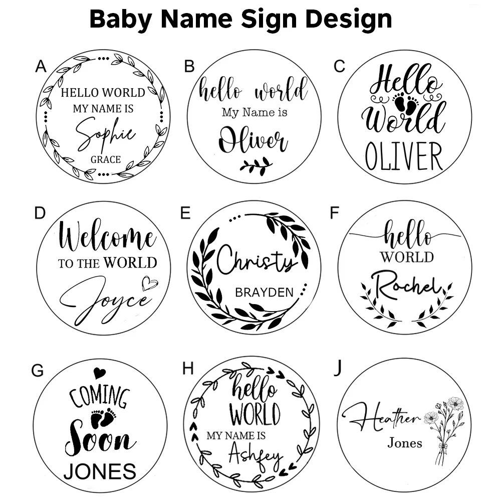 Hellow Word mon nom est signe d'annonce de grossesse Plaque de bébé personnalisée cadeau d'annonce de bébé signe en bois gravé au Laser