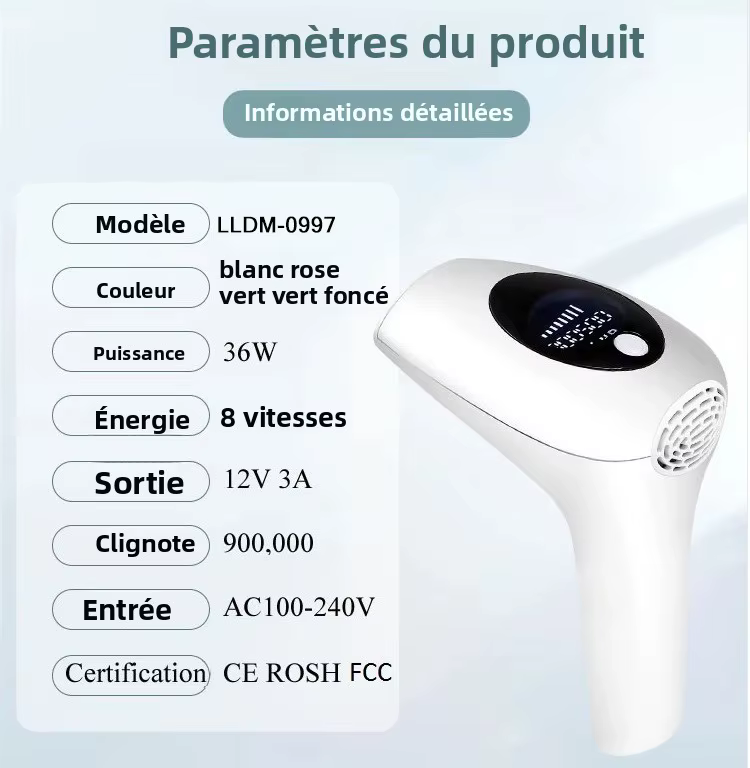 Épilateur Laser Permanent Professionnel IPL pour l'Épilation du Corps Entier, Épilateur Permanent pour Femmes à Usage Domestique