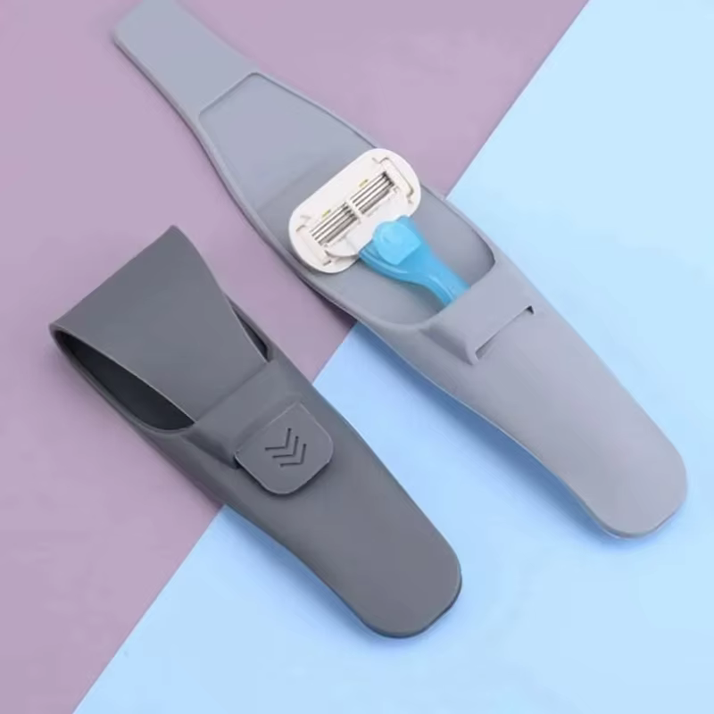 Boîte de support Portable pour rasoir en Silicone, couvercle de protection pour rasoir manuel, accessoires de rasage portables et étanches, boîte de rangement pour rasoir C