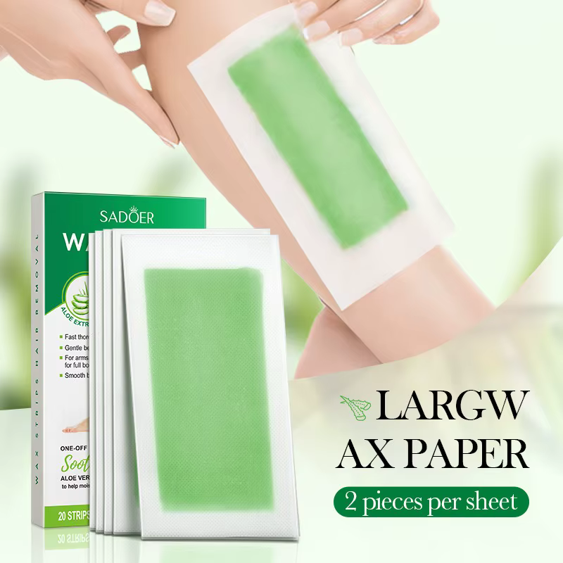 10 pièces/20 côtés bandes de cire d'aloe papiers épilation du corps dépilatoire veau aisselles bras