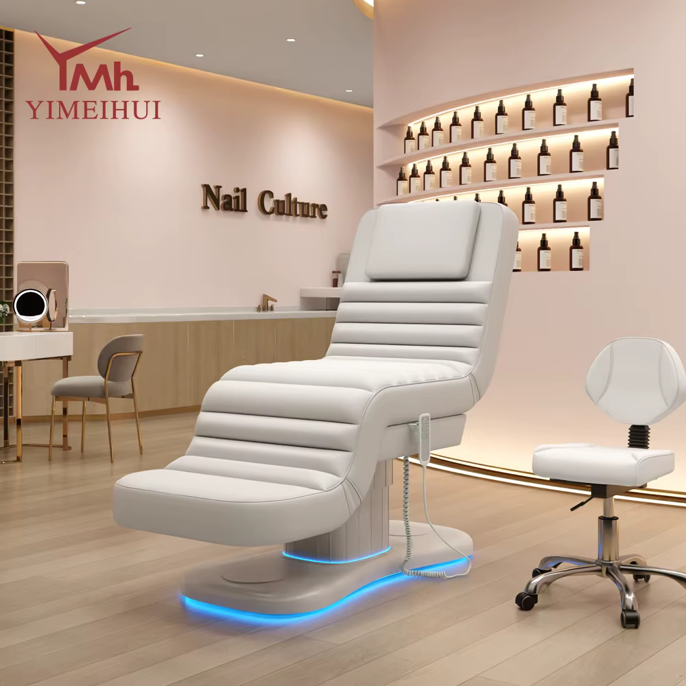Fauteuil de beauté électrique de luxe à 3 moteurs avec table de massage facial réglable et lit pour extensions de cils pour salon de beauté Camilla