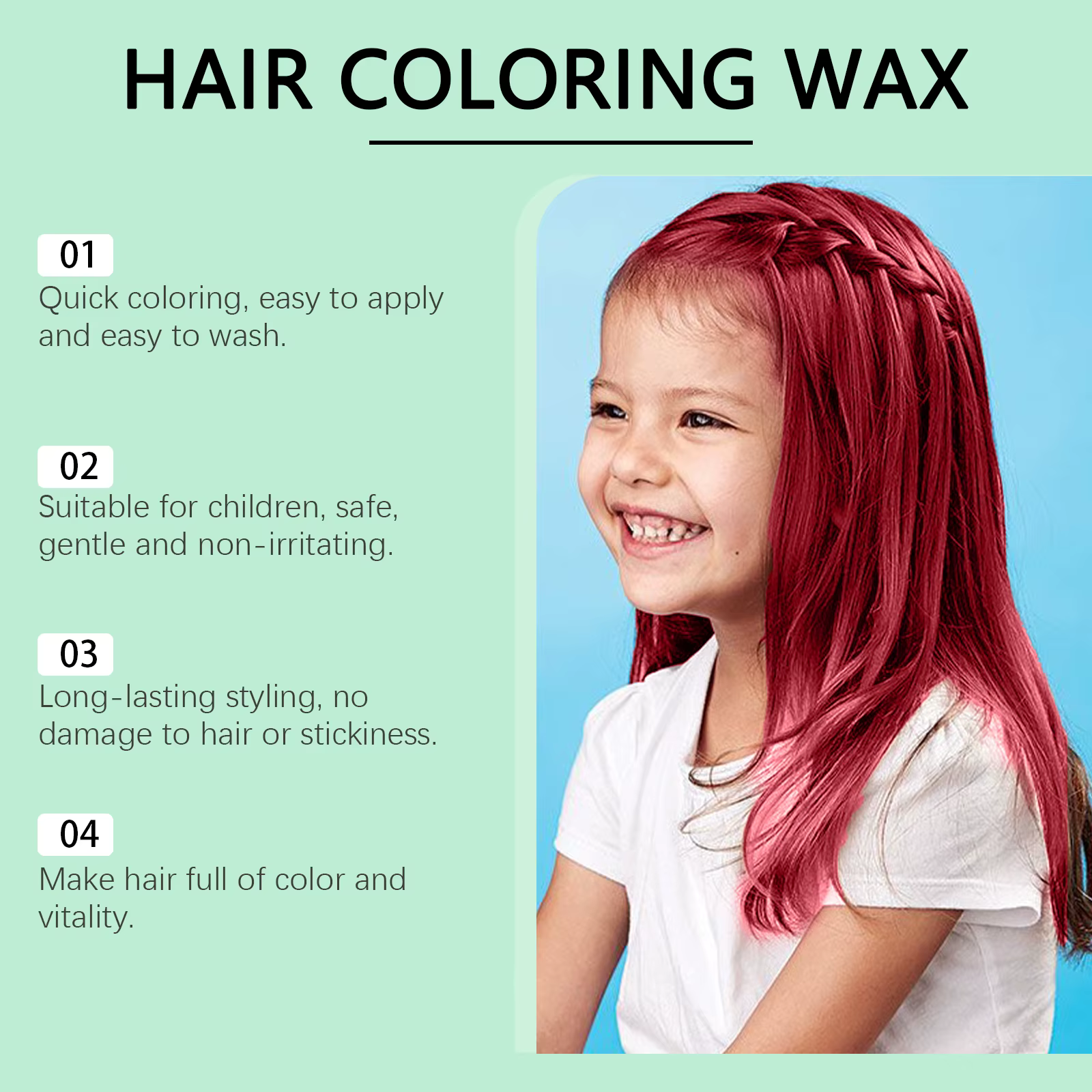 Cire colorante temporaire pour cheveux d'enfants, 9 couleurs, facile à utiliser, se lave rapidement, sans irritation, outil de coiffure DIY pour fêtes, pâte colorante jetable