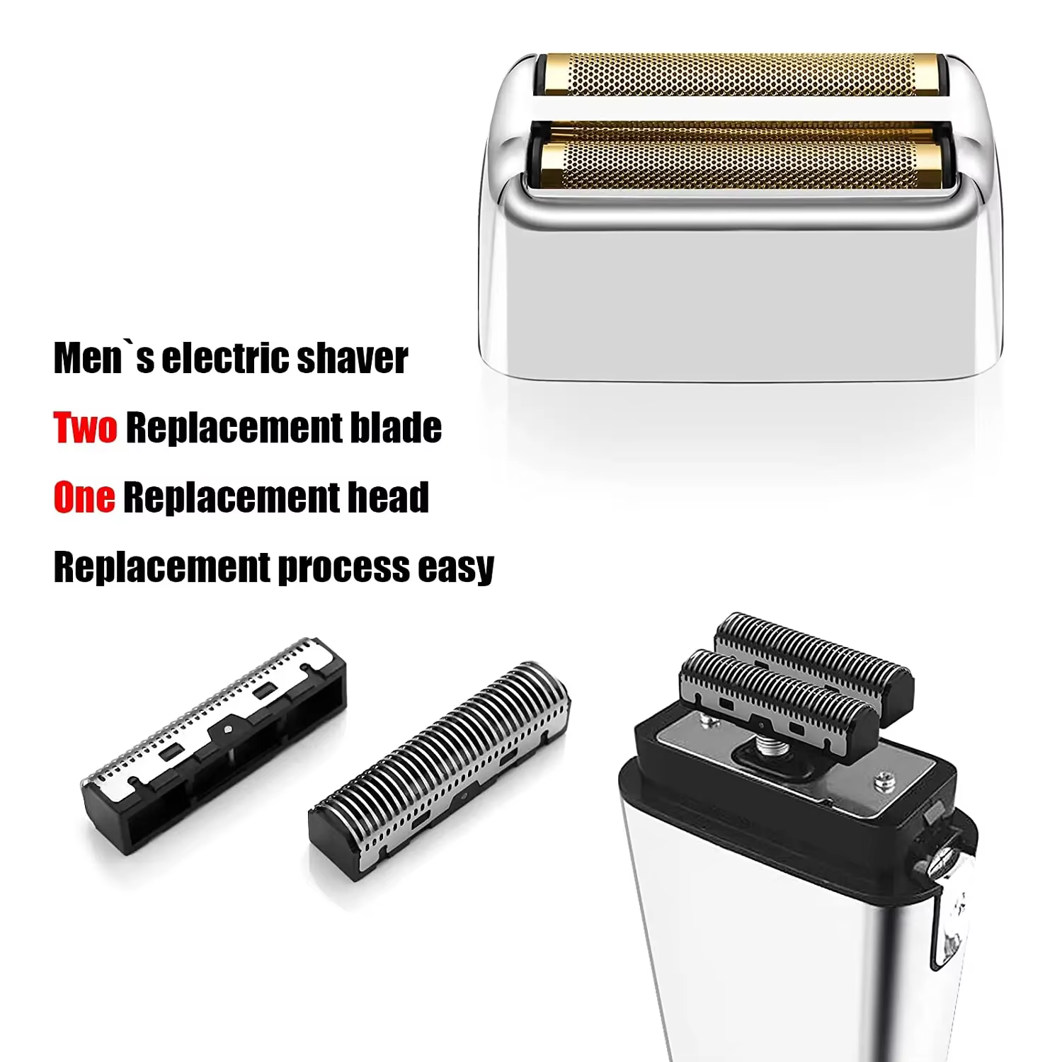 Argent, feuille de rechange et couteaux compatibles avec les rasoirs électriques en métal BaByliss PRO Double FXFS2