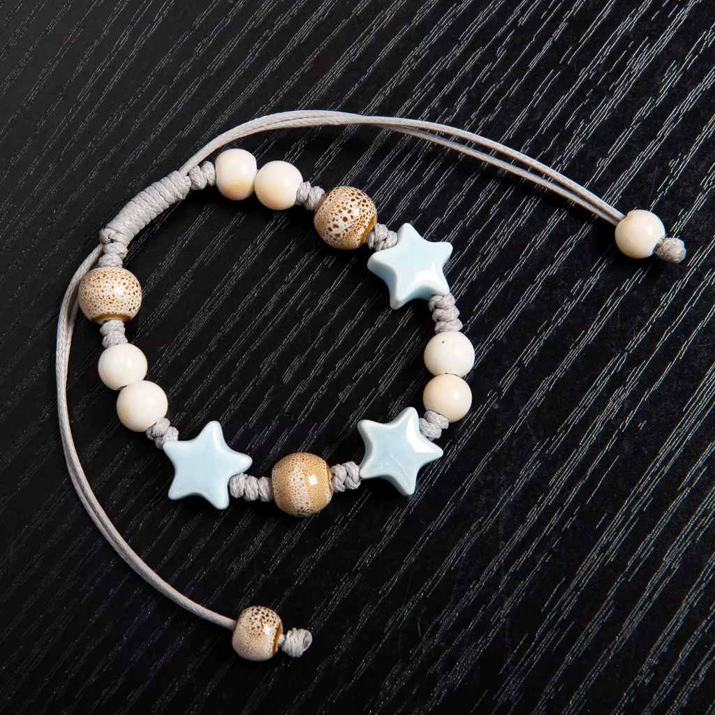 Bracelet de perles en céramique blanche et bleue tissé à la main, cordon de cire réglable, Style ethnique bohème, bijoux faits à la main pour couples et amis