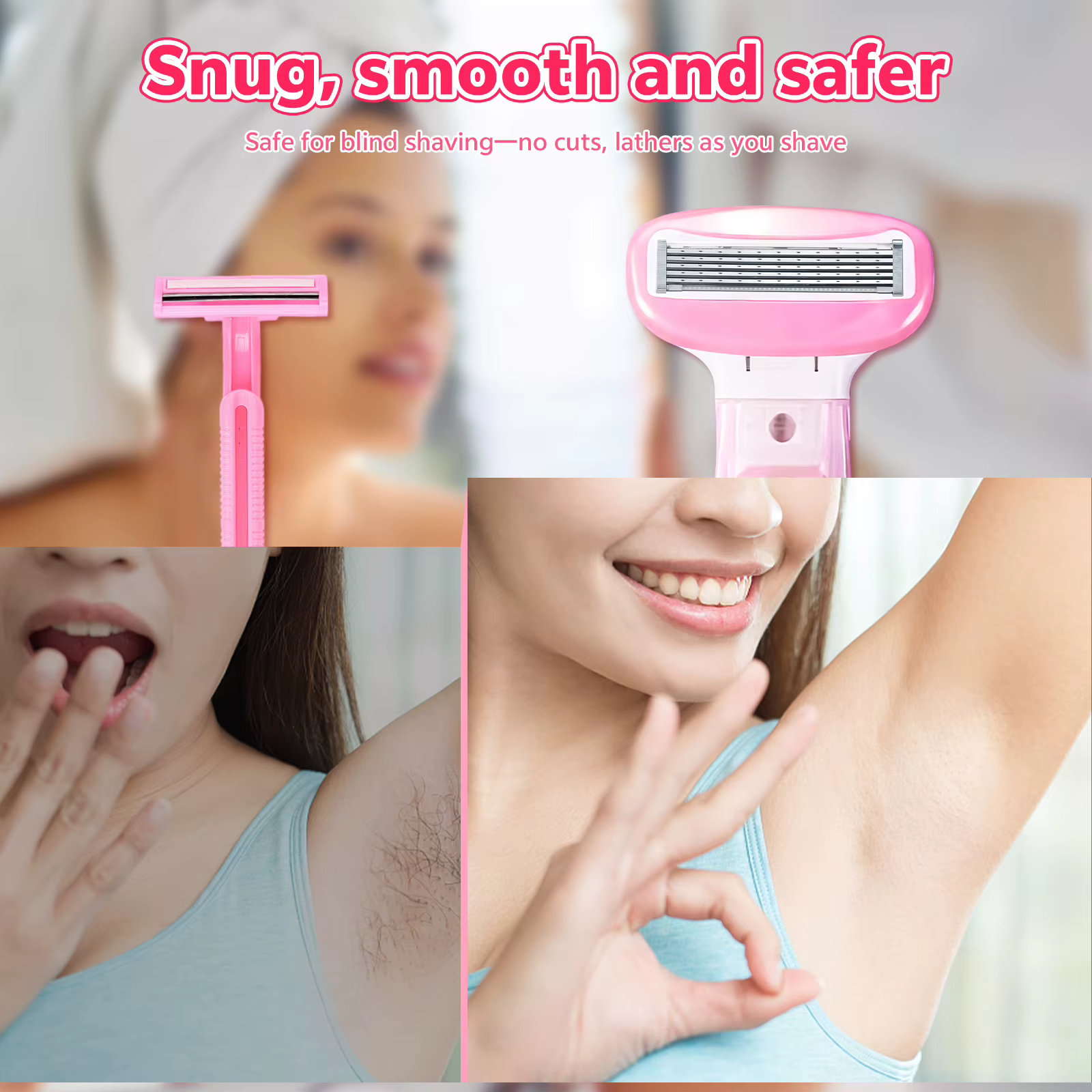 Rasoir pour femmes à 5 lames avec 1 manche + 1/2/3 lames