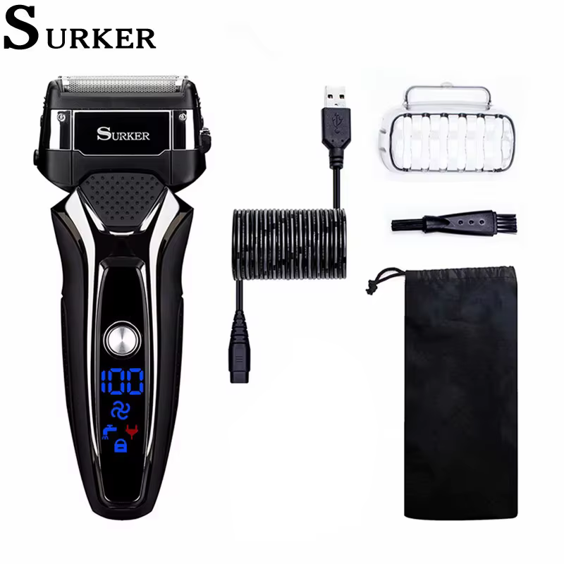 Surker rasoir électrique pour hommes Rechargeable Intelligent Type alternatif
