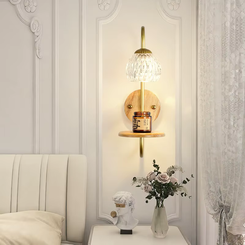 Applique Murale LED en Métal, Bois et Verre pour Allée et Couloir, Accessoire d'Avertissement d'Aromathérapie