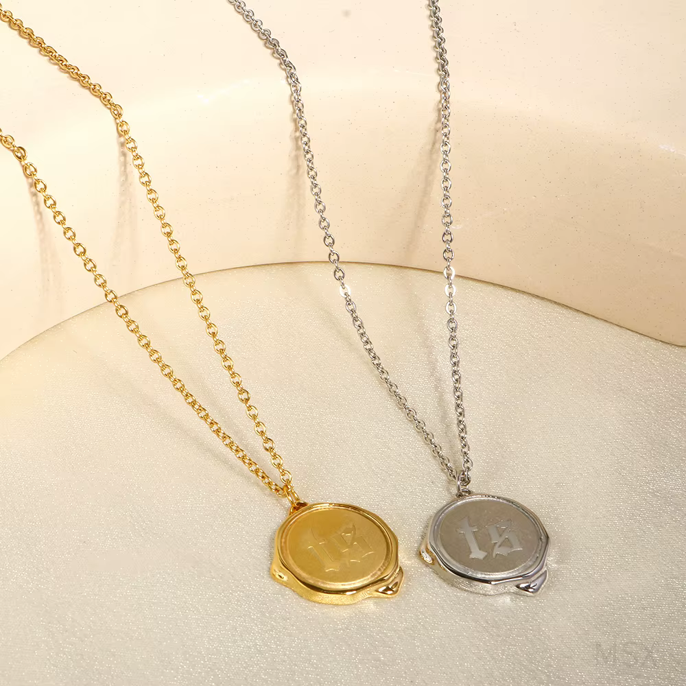 JINHUI – collier avec sceau de cire pour femmes, en acier inoxydable, métal, lettre TS, pendentif Initial, chaîne géométrique, bijoux, vente en gros, nouveau