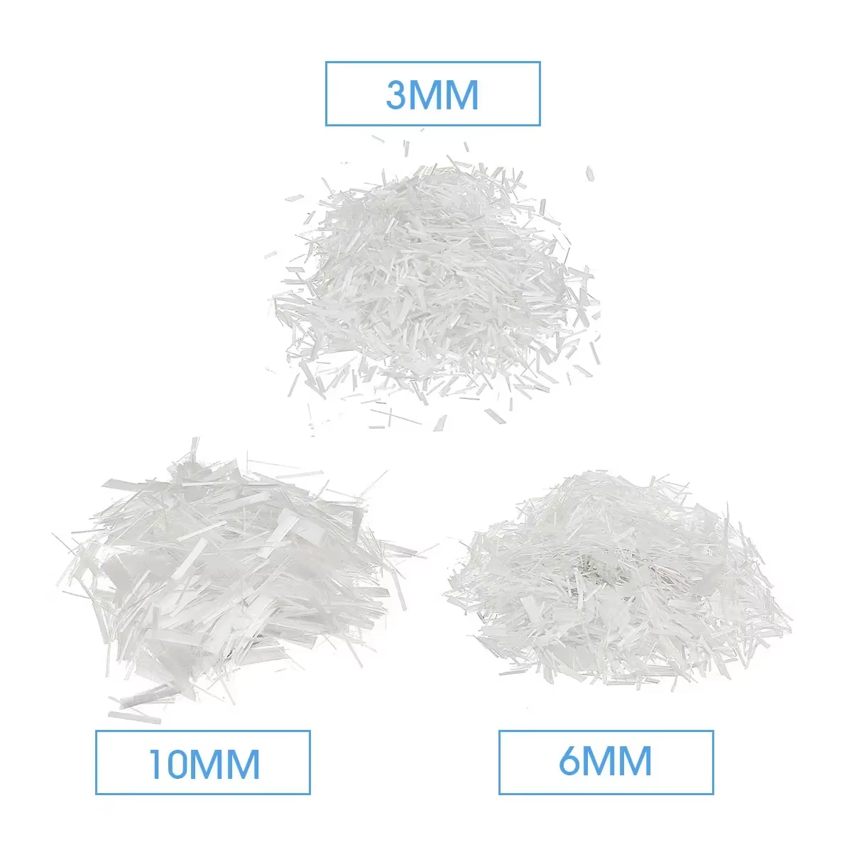 Fibres de verre coupées GFRC de 3/4/6 mm, 1 lb, pour comptoirs en béton et ciment
