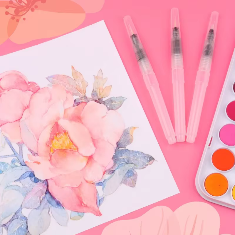 Stylos à pinceaux pour aquarelle, fonction de stockage d'eau, pinceaux de peinture pour aquarelle, fournitures artisanales d'art, accessoires d'artiste, 3/7 pièces