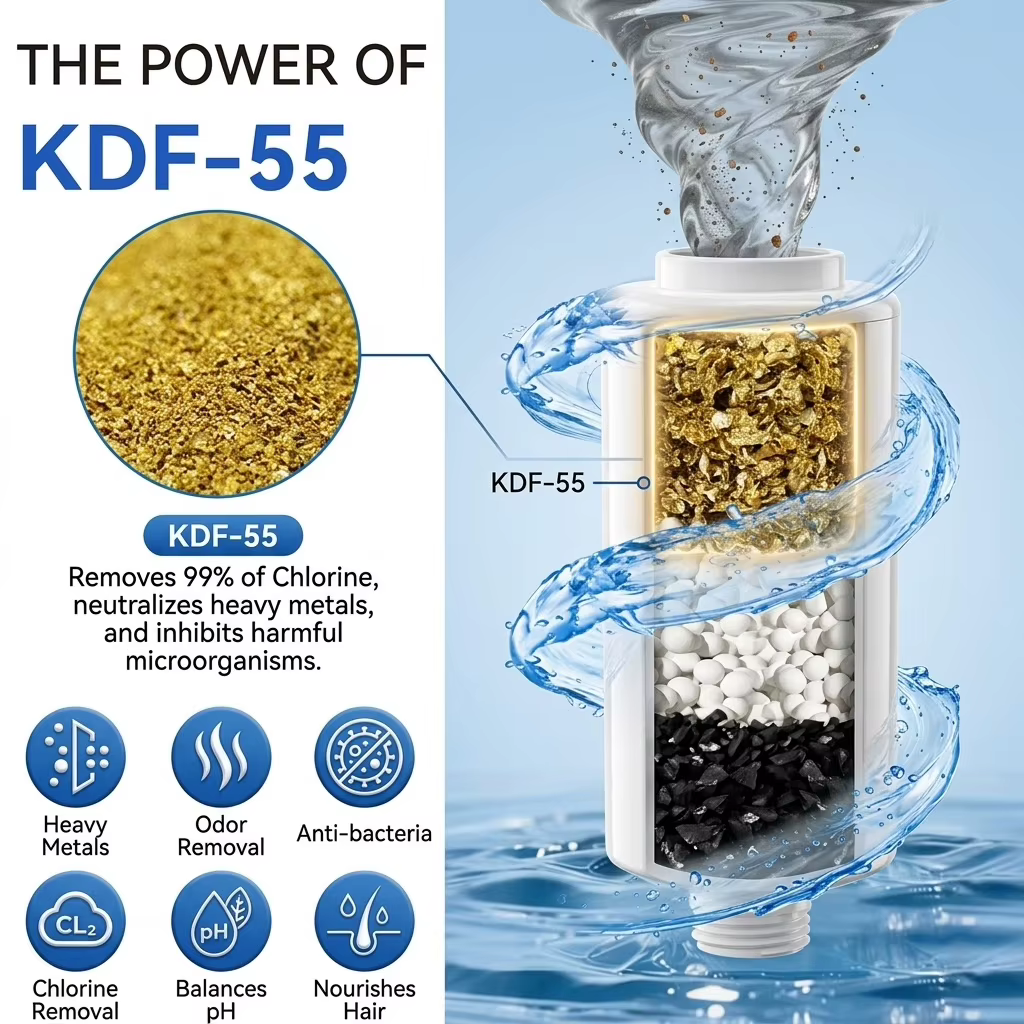 Filtre à eau pour douche domestique Wheelton - Filtre à eau qui réduit le chlore, les métaux lourds et les sédiments, améliore la peau sèche et les démangeaisons, et la perte de cheveux