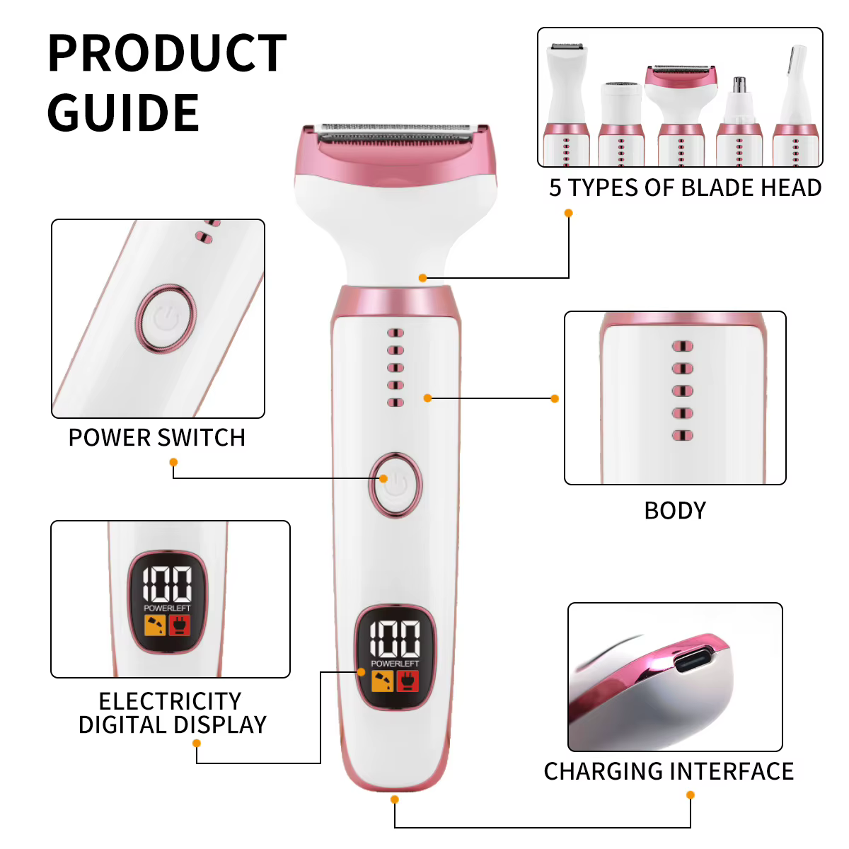 Rasoir électrique amélioré pour femme épilation du corps épilateur indolore tondeuse sans fil femmes visage jambe Bikini