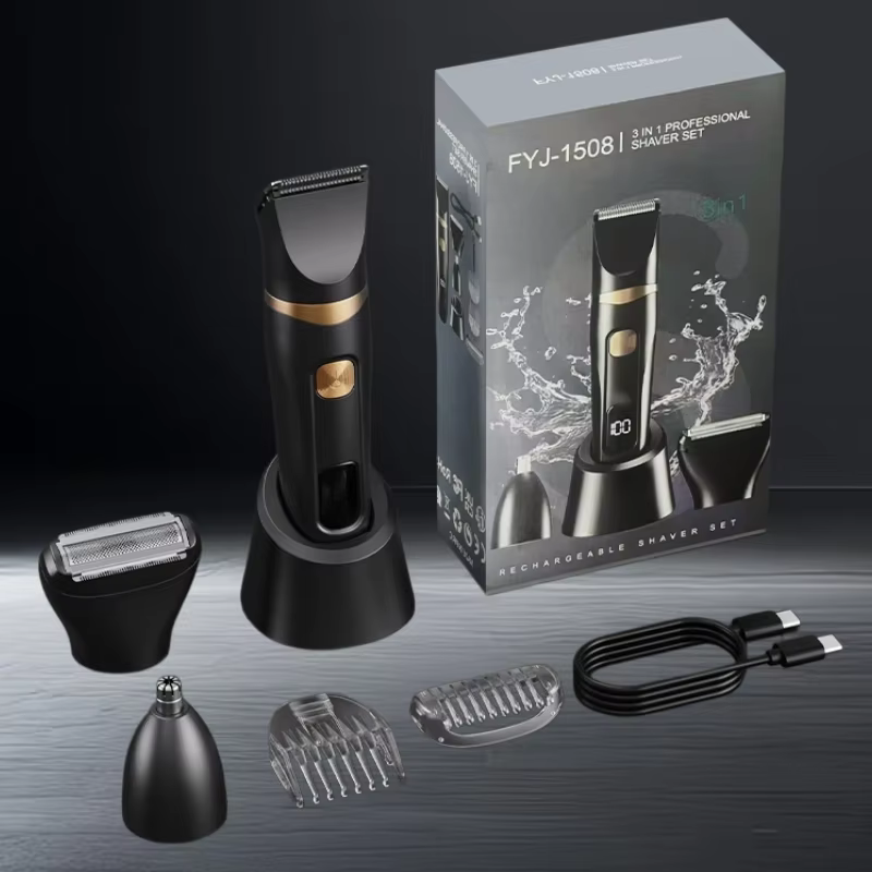 Tondeuse corporelle 3-en-1 étanche pour homme avec lames en céramique détachables pour usage quotidien à domicile et en salle de bain