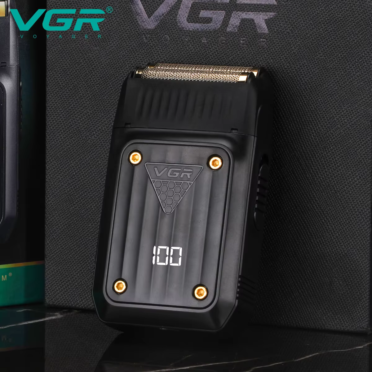VGR tondeuse tondeuse à barbe pour hommes rasoir electrique homme Rasoir Professionnel Rasoir Électrique Rasoir Portable Machine à raser Rechargeable Rasoir à mouvement alternatif LED Rasoir pour homm