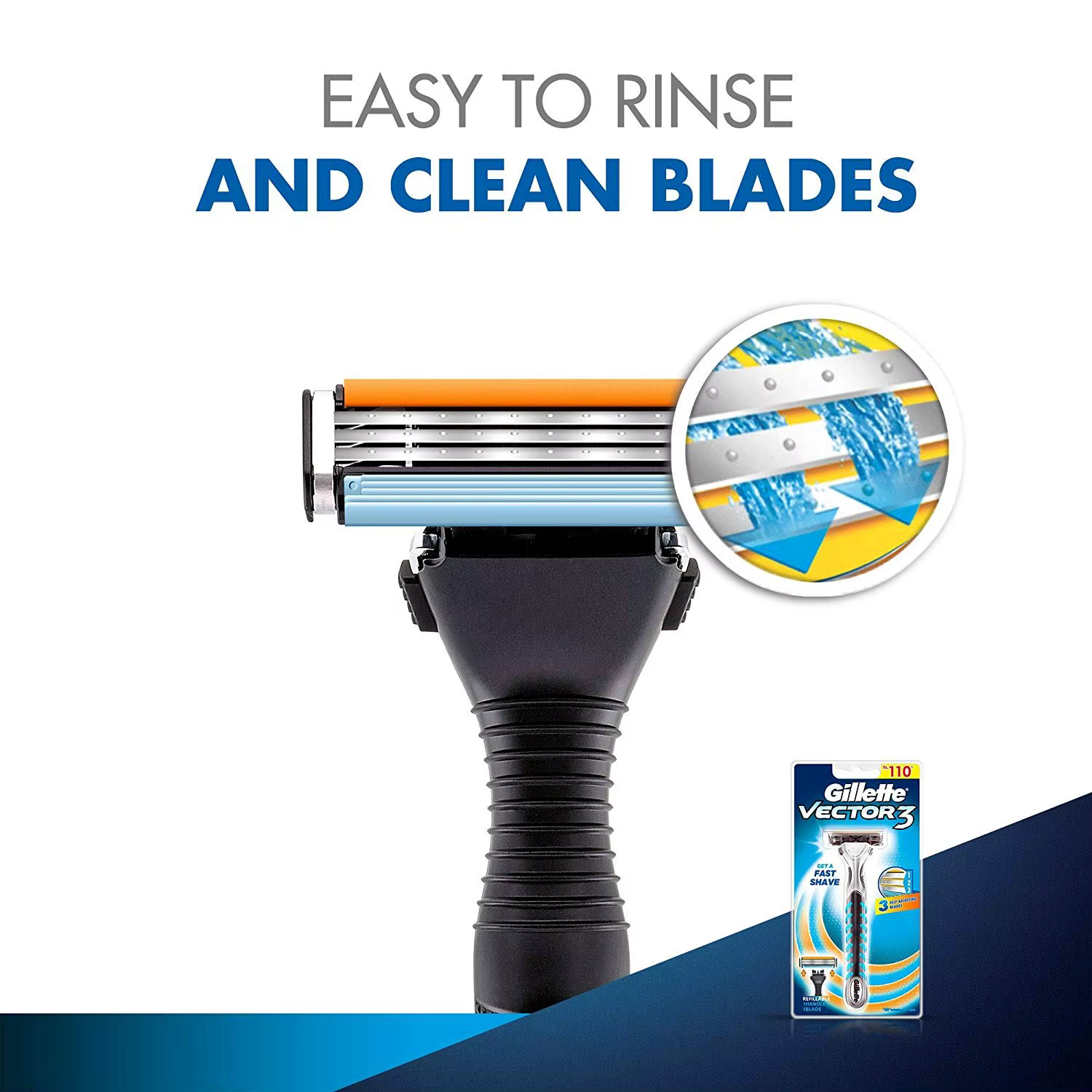 Gillette-Rasoir manuel Vector 3 pour hommes