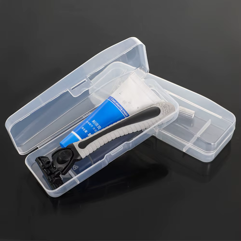 Boîte de rangement transparente pour rasoir, 1 pièce, boîte de rangement Portable de voyage pour hommes, porte-couteau, boîte de rangement en plastique, support de conteneur de rasoir