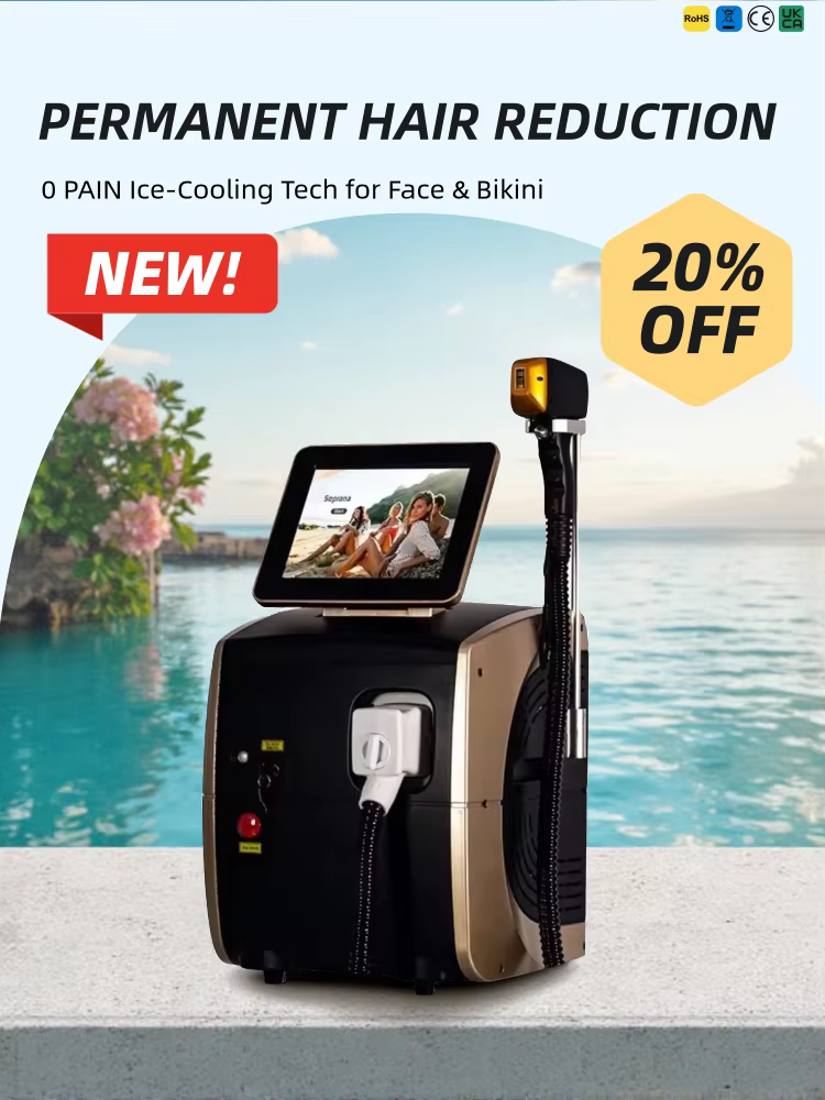 Machine d'épilation laser à diode professionnelle 4500W 755 808 1064nm Ice Titanium 4 longueurs d'onde