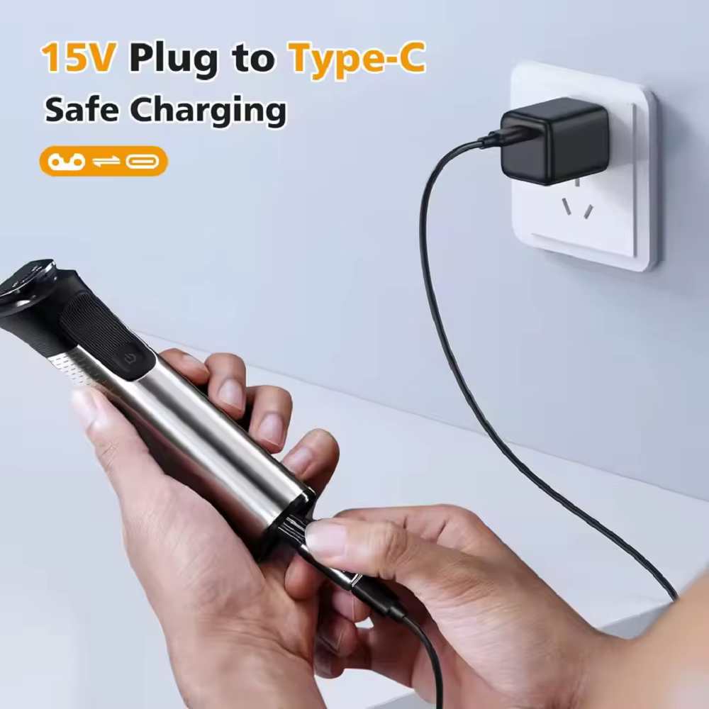 Adaptateur de charge Type-C 15V pour rasoir Philips OneBlade QP6520 QP6530 QP6510 HQ8505 Tondeuse à barbe électrique